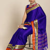 Women's Aura Silk Blue Woven Design Designer Saree With Blouse Piece