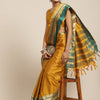 Women's Aura Silk Mustard Woven Design Designer Saree With Blouse Piece