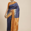 Women's Silk Blend Blue Woven Design Woven saree With Blouse Piece