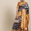 Women's Silk Blend Navy Blue Woven Design Woven saree With Blouse Piece