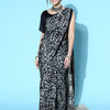 Women's Crepe Black Digital Print Designer Saree With Blouse Piece