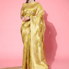Women's Organza Olive Woven Design Handloom Saree With Blouse Piece