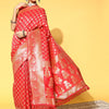 Women's Silk Blend Pink Woven Design Celebrity Saree With Blouse Piece