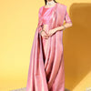 Women's Silk Blend Mauve Woven Design Handloom Saree With Blouse Piece
