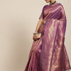 Women's Kanjeevaram Silk Purple Woven Design Woven saree With Blouse Piece