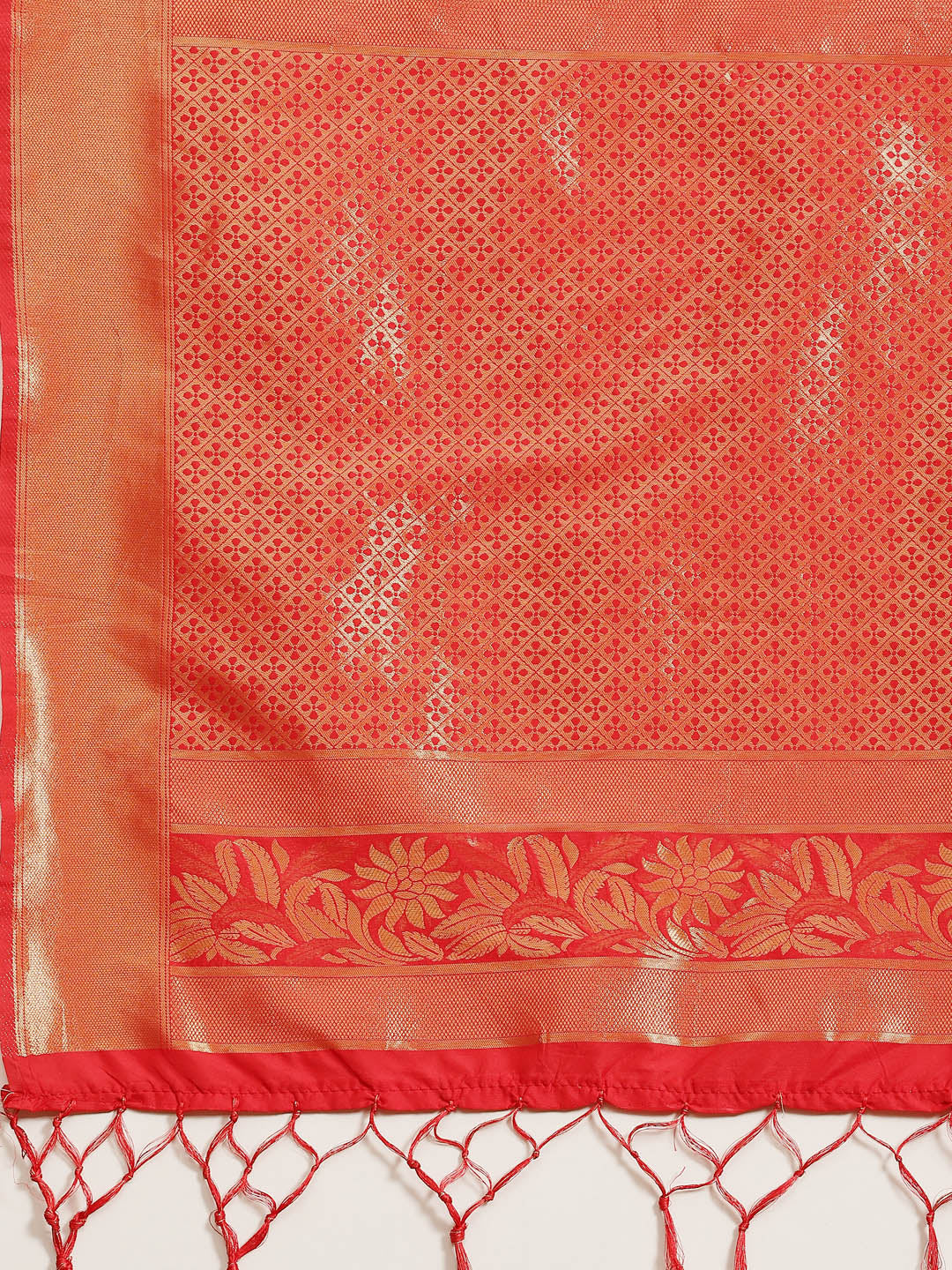 Women's Kanjeevaram Silk Red Woven Design Woven saree With Blouse Piece