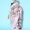 Women's Crepe Pink Digital Print Designer Saree With Blouse Piece