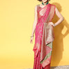 Women's Silk Blend Pink Woven Design Celebrity Saree With Blouse Piece