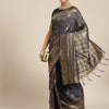 Women's Silk Blend Navy Blue Woven Design Woven saree With Blouse Piece