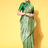 Women's Silk Blend Green Woven Design Celebrity Saree With Blouse Piece