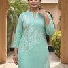 Dhiyona IE Floral Embroidered Thread Work Pure Cotton Kurta With Trousers