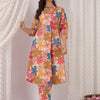 Dhiyona IE Floral Printed Mandarin Collar Pure Cotton A-Line Tunic With Trouser