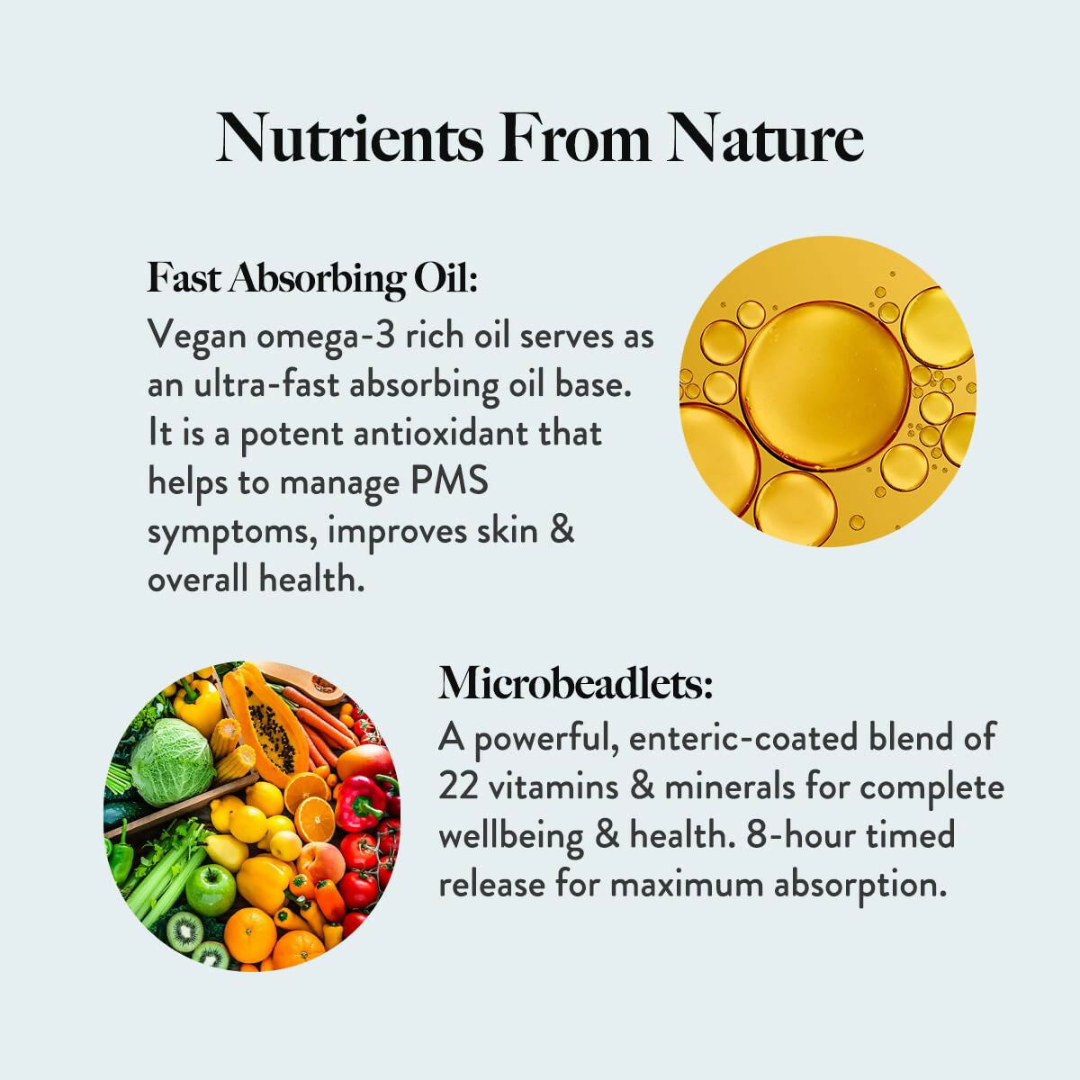 Wellbeing Nutrition Slow Multi + Omega for Her Ayurvedic capsules in a blister pack, designed for women's health and wellness.
