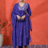 Dhiyona SN Women's Floral Embroidered Pure Cotton Anarkali Kurta And Trousers With Dupatta