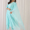 Dhiyona IE Women Ethnic Motifs Embroidered Regular Thread Work Liva Kurta with Trousers & With Dupatta