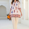 Dhiyona IE Floral Printed Pleated Pure Cotton Mandarin Collar Kurta With Trouser