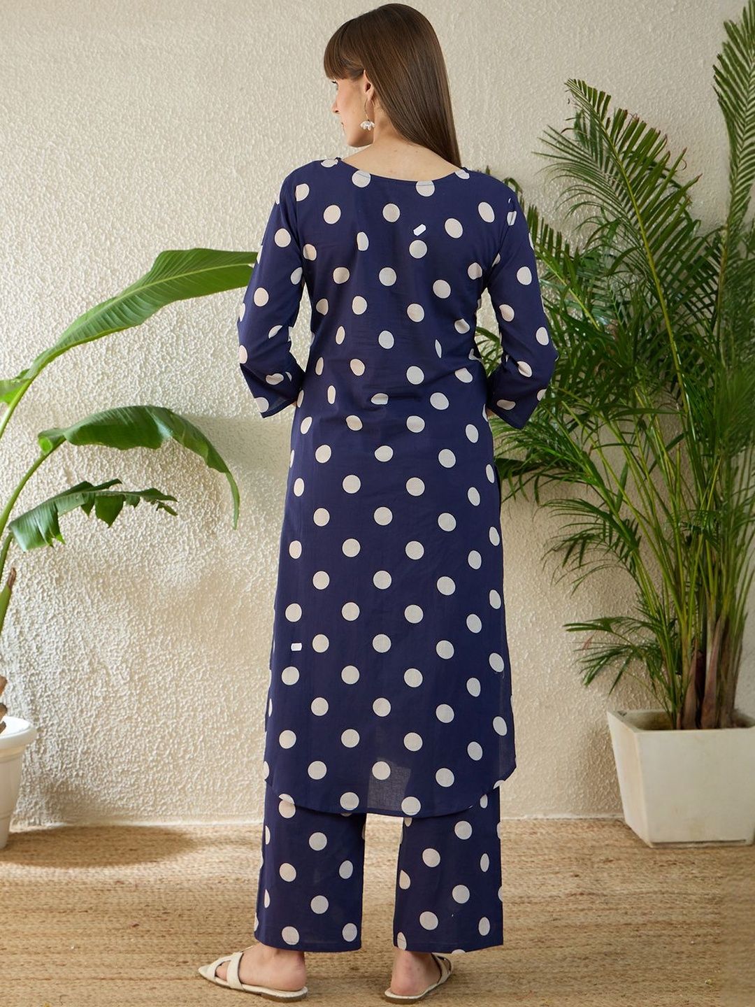 Women Printed Regular Thread Work Pure Cotton Kurta with Palazzos