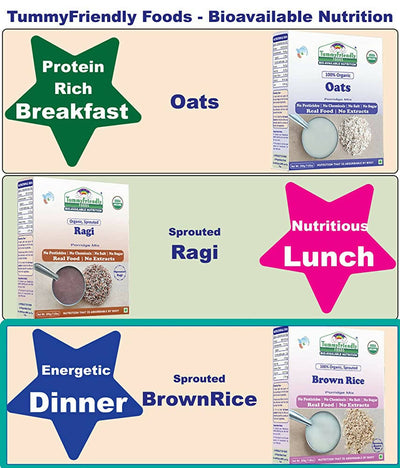TummyFriendly Foods Organic Sprouted Brown Rice Porridge Mix Organic Baby Food for 6 Months Old