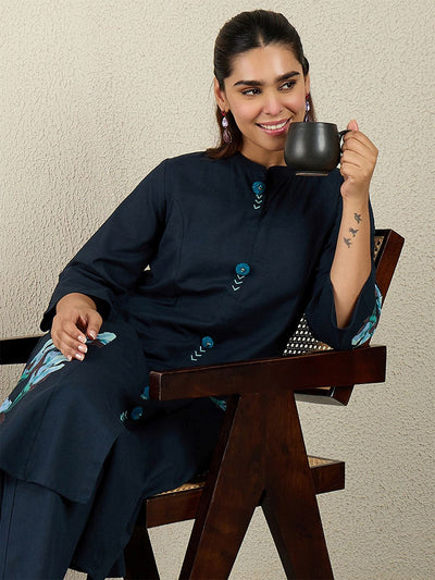 Indyancart IE Printed Pure Cotton Straight Tunic With Trousers Co-Ords