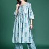 Dhiyona IE Women Floral Printed Empire Thread Work Pure Cotton Kurta with Palazzos