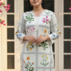 Indyancart IE Women Floral Printed Linen Kurta with Trousers
