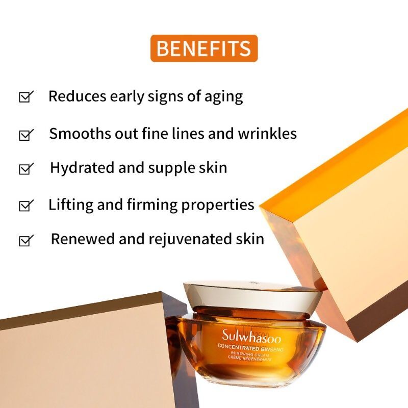 Sulwhasoo Concentrated Ginseng Renewing Cream jar, luxurious face cream with ginseng for revitalized skin.