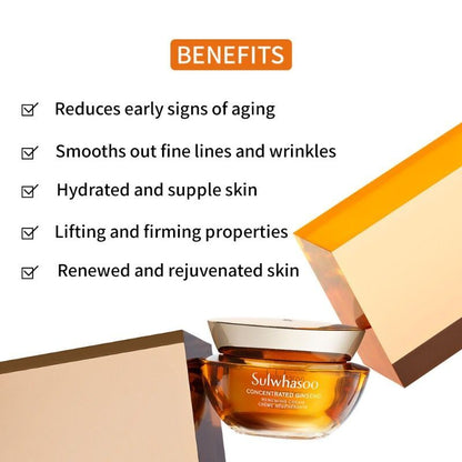 Sulwhasoo Concentrated Ginseng Renewing Cream jar, luxurious face cream with ginseng for revitalized skin.