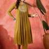 Dhiyona SN Women's Zari & Sequin Embroidered Lace Work Kurta & Trousers