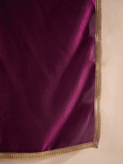 Indyancart IE Geometric Embroidered Sequinned Straight Kurta with Sharara & With Dupatta