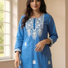 Indyancart IE Women Ethnic Motifs Embroidered Thread Work Kurta With Trousers