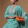 Indyancart IE Women Printed Regular Sequinned Pure Cotton Kurta with Trousers & With Dupatta