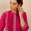 Dhiyona IE Embroidered Pure Cotton Mandarin Collar Neck Top With Trousers Co-Ords