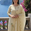 Dhiyona IE Floral Embroidered Thread Work Pure Cotton Straight Kurta With Trousers & Dupatta