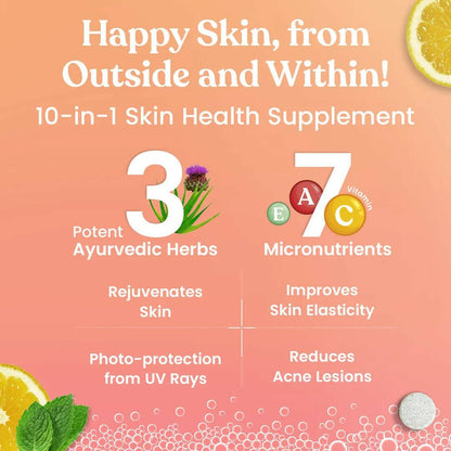 Kapiva Ayurveda Radiance Fizz Happy Skin Effervescent Tablets - Minty Lemon