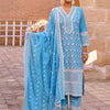 Indyancart IE Floral Embroidered Thread Work Pure Cotton Kurta With Trousers & Dupatta