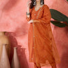 Dhiyona SN Women's Floral Embroidered Notch Neck Thread Work Straight Kurta With Trouser & Dupatta