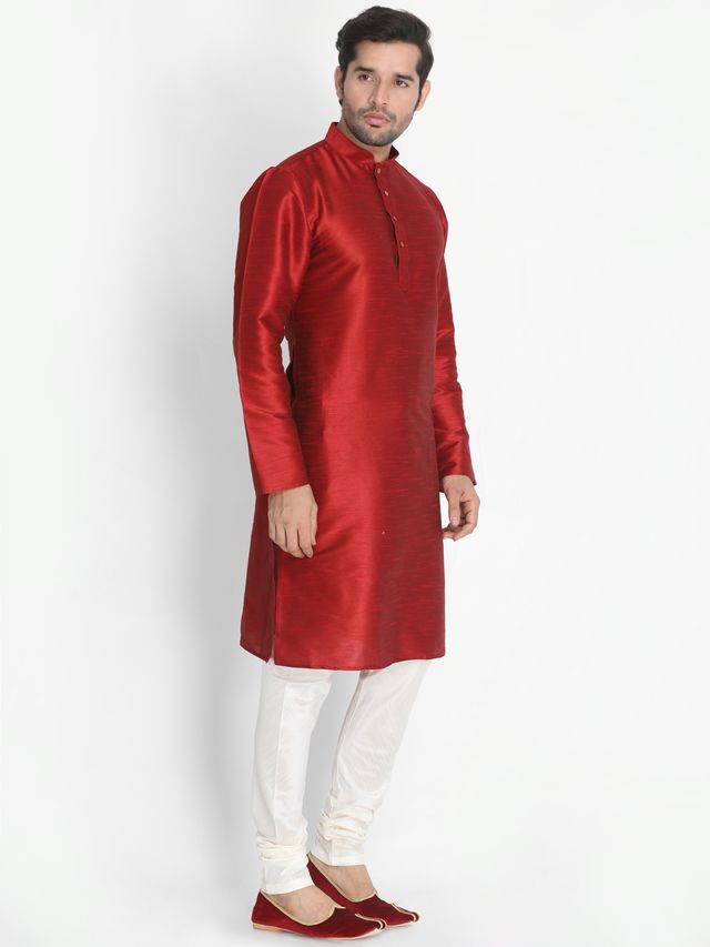 Men's Mustard Silk Blend Straight Kurta Pyjama Set