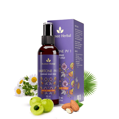 Avimee Herbal anti hair fall scalp spray with rosemary, amla, methi, and bhringraj to strengthen hair roots and reduce hair fall