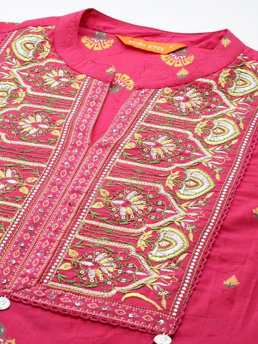 Women Ethnic Motifs Embroidered Regular Thread Work Pure Cotton Kurta with Trousers