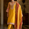 Dhiyona IE Women Ethnic Motifs Embroidered Regular Thread Work Kurta with Trousers & With Dupatta