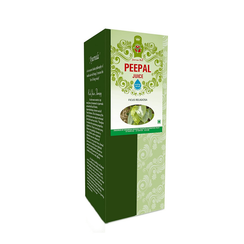 Axiom Peepal Swaras Juice in a glass bottle, showcasing vibrant herbal Ayurvedic drink with fresh ingredients.