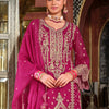 Indyancart IE Ethnic Motifs Embroidered Zari Organza Straight Kurta & Trousers With Dupatta