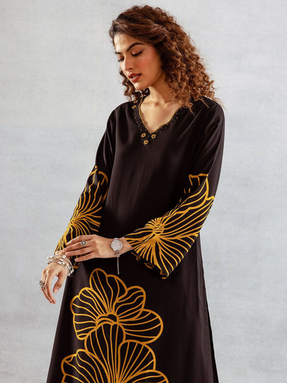 Indyancart SN Women's Floral Printed V Neck Kurta With Palazzos