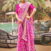 Women's Pure Chiffon Pink Embellished Designer Saree With Blouse Piece