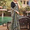 Women's Pure Chiffon Black Embellished Designer Saree With Blouse Piece