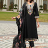 Indyancart IE Women Floral Embroidered Regular Thread Work Pure Cotton Kurta with Trousers & With Dupatta