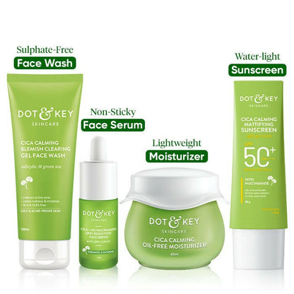 Dot & Key sunscreen from Cica + Niacinamide skincare routine, suitable for oily and acne-prone skin, with lightweight, protective formula.