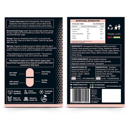 HappyMind Botanicals Positive Vibes Only Veg Tablets