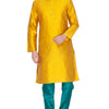Men's Gold Silk Blend Straight Kurta Pyjama Set