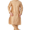 Men's Gold Silk Blend Straight Kurta Pyjama Set